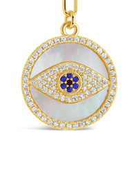 CZ & Mother of Pearl Evil Eye Pendant Necklace - Sterling Forever