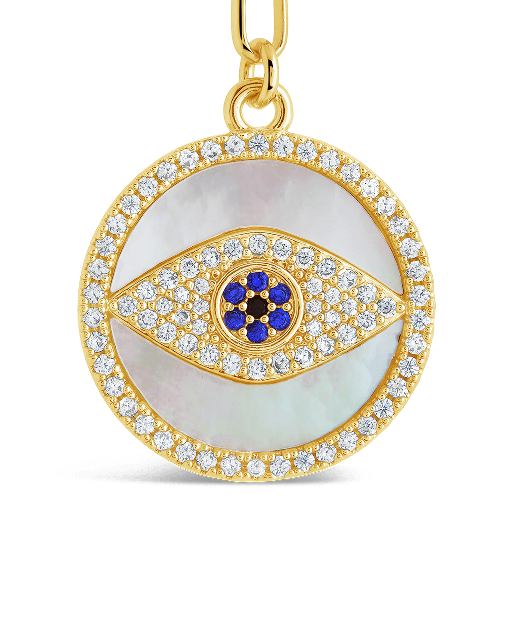 CZ & Mother of Pearl Evil Eye Pendant Necklace - Sterling Forever