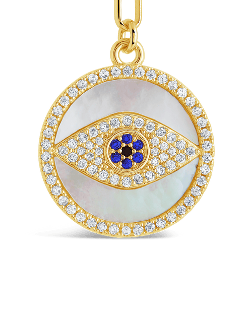 CZ & Mother of Pearl Evil Eye Pendant Necklace - Sterling Forever