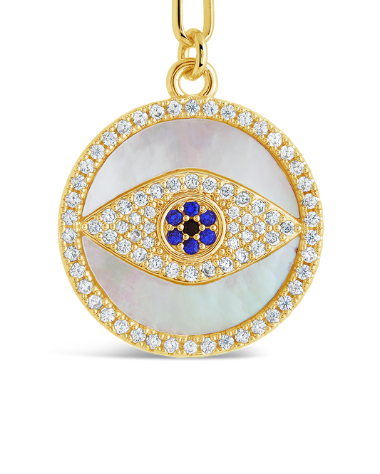 CZ & Mother of Pearl Evil Eye Pendant Necklace