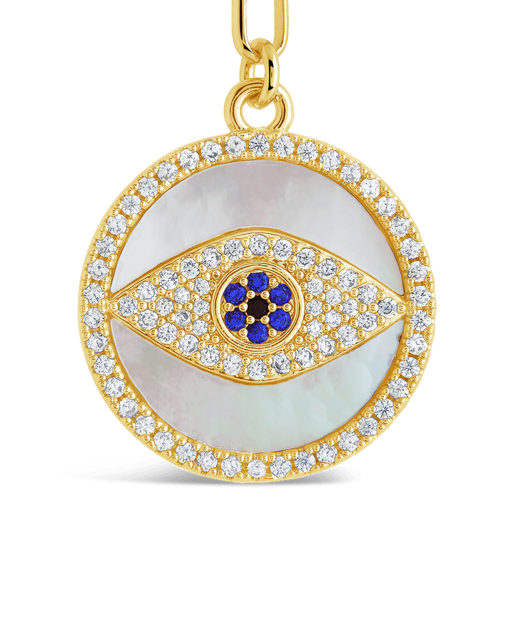 CZ & Mother of Pearl Evil Eye Pendant Necklace