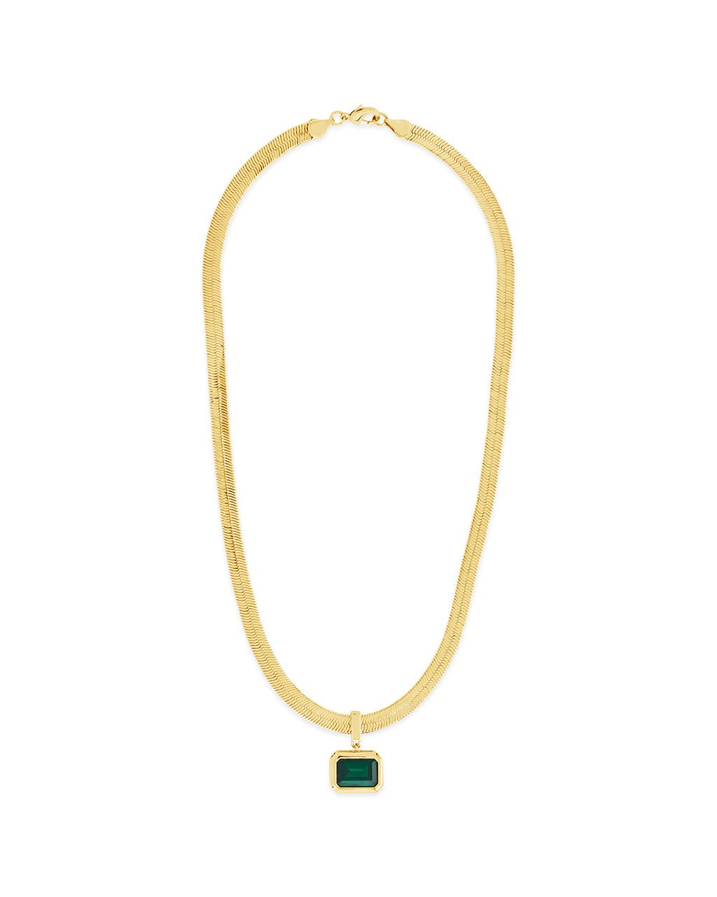 Calder CZ & Herringbone Pendant Necklace - Sterling Forever