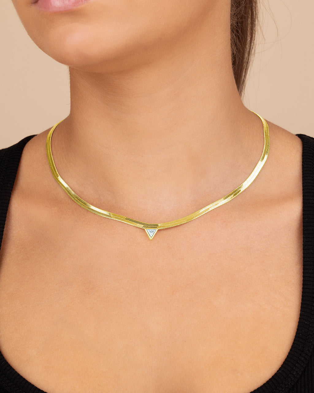 Ruth CZ Pendant Herringbone Necklace