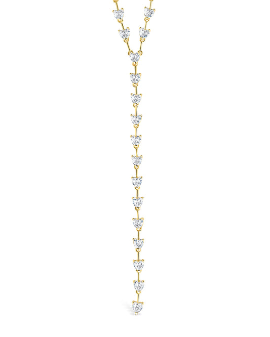 Tasha CZ Stationed Heart Lariat Necklace