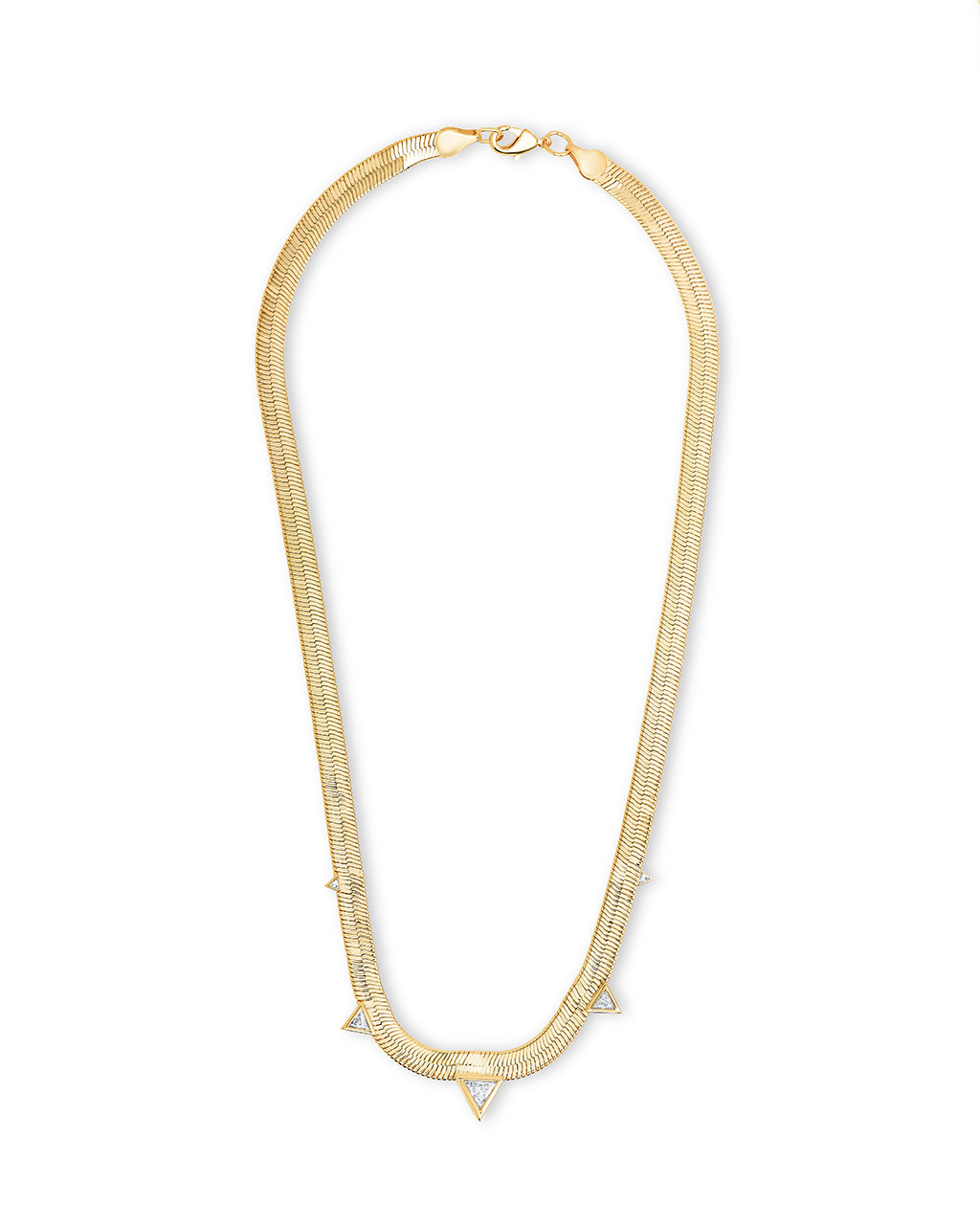 Brecken Stationed CZ Herringbone Necklace