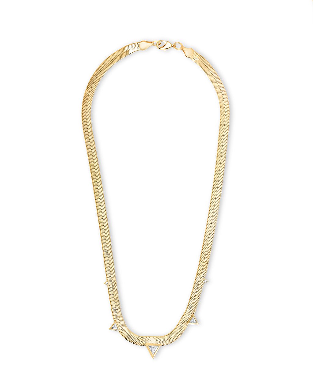 Brecken Stationed CZ Herringbone Necklace - Sterling Forever