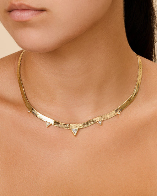 Brecken Stationed CZ Herringbone Necklace - Sterling Forever