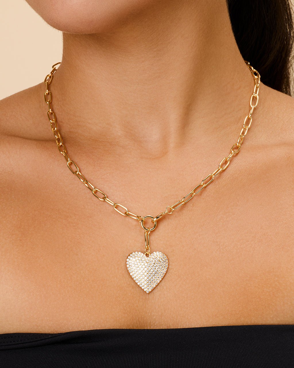 Disco Heart CZ Statement Necklace - Sterling Forever