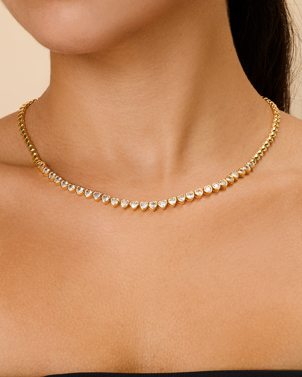 Stephanie Heart CZ Tennis Necklace