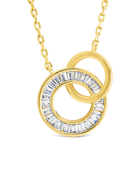 Emmeline CZ & Polished Interlocking Circles Pendant