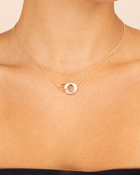 Emmeline CZ & Polished Interlocking Circles Pendant