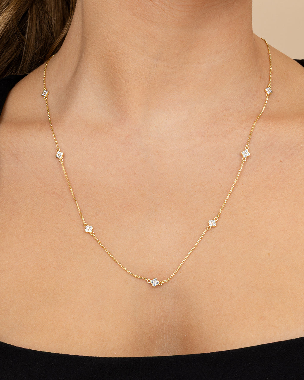 Honora CZ Petal Station Necklace