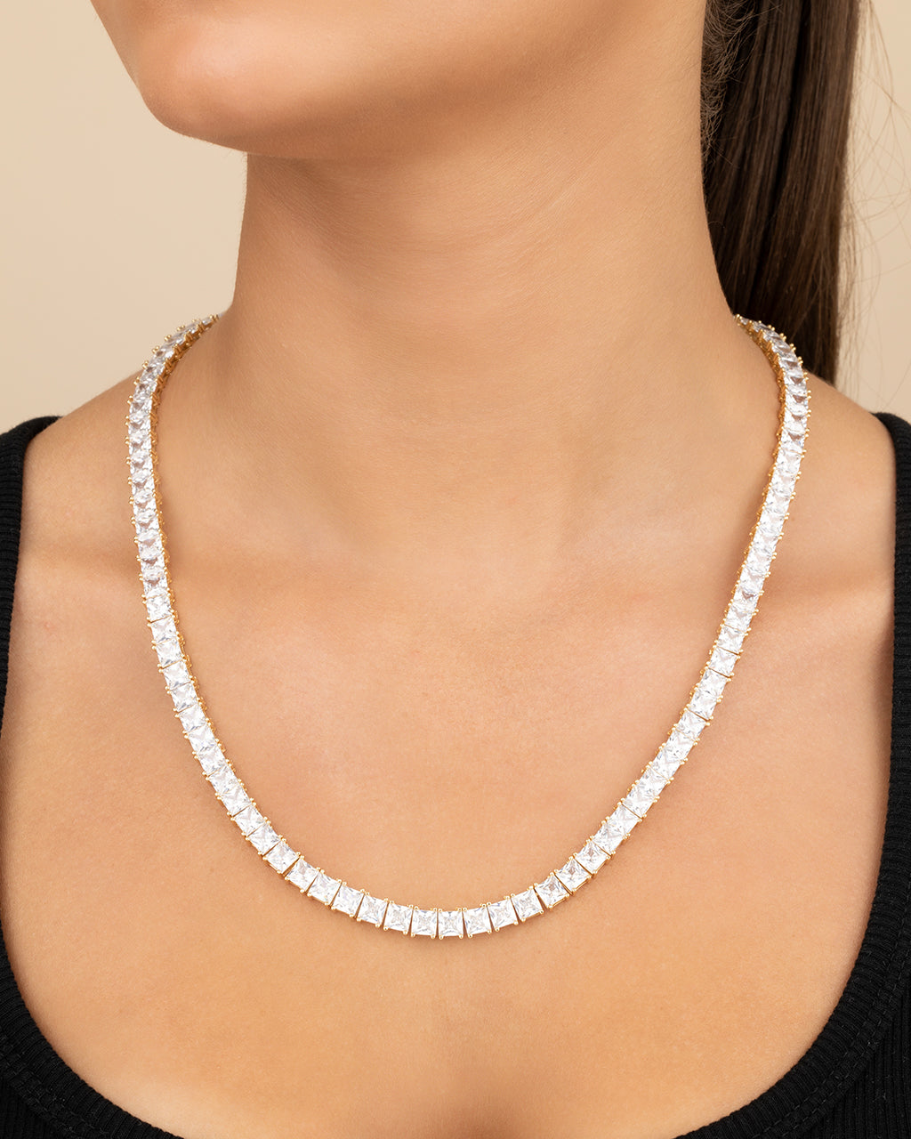 Marisol Princess Cut CZ Tennis Necklace