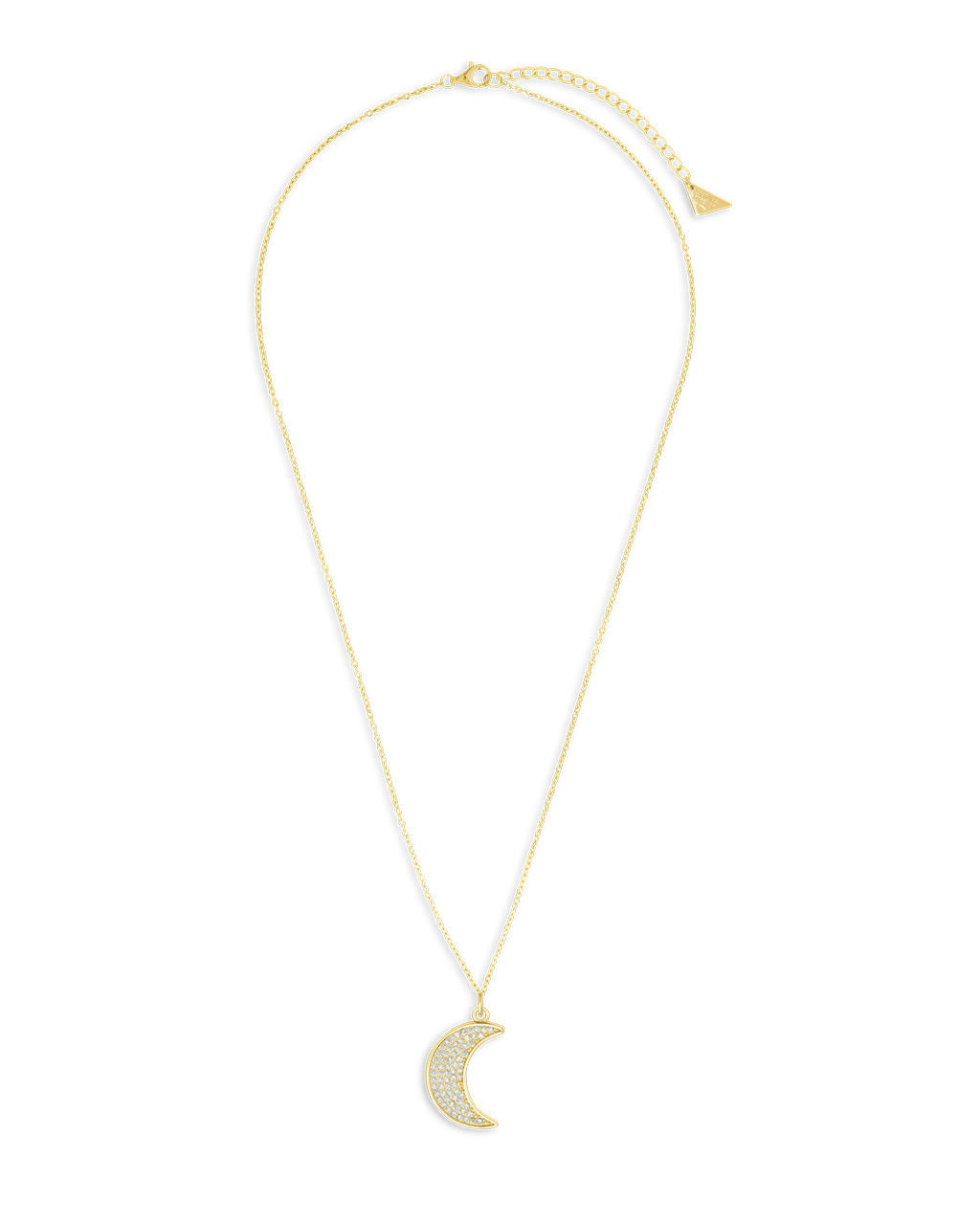 Pave CZ Moon Crescent Pendant - Sterling Forever