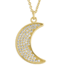 Pave CZ Moon Crescent Pendant - Sterling Forever