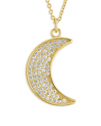 Pave CZ Moon Crescent Pendant - Sterling Forever