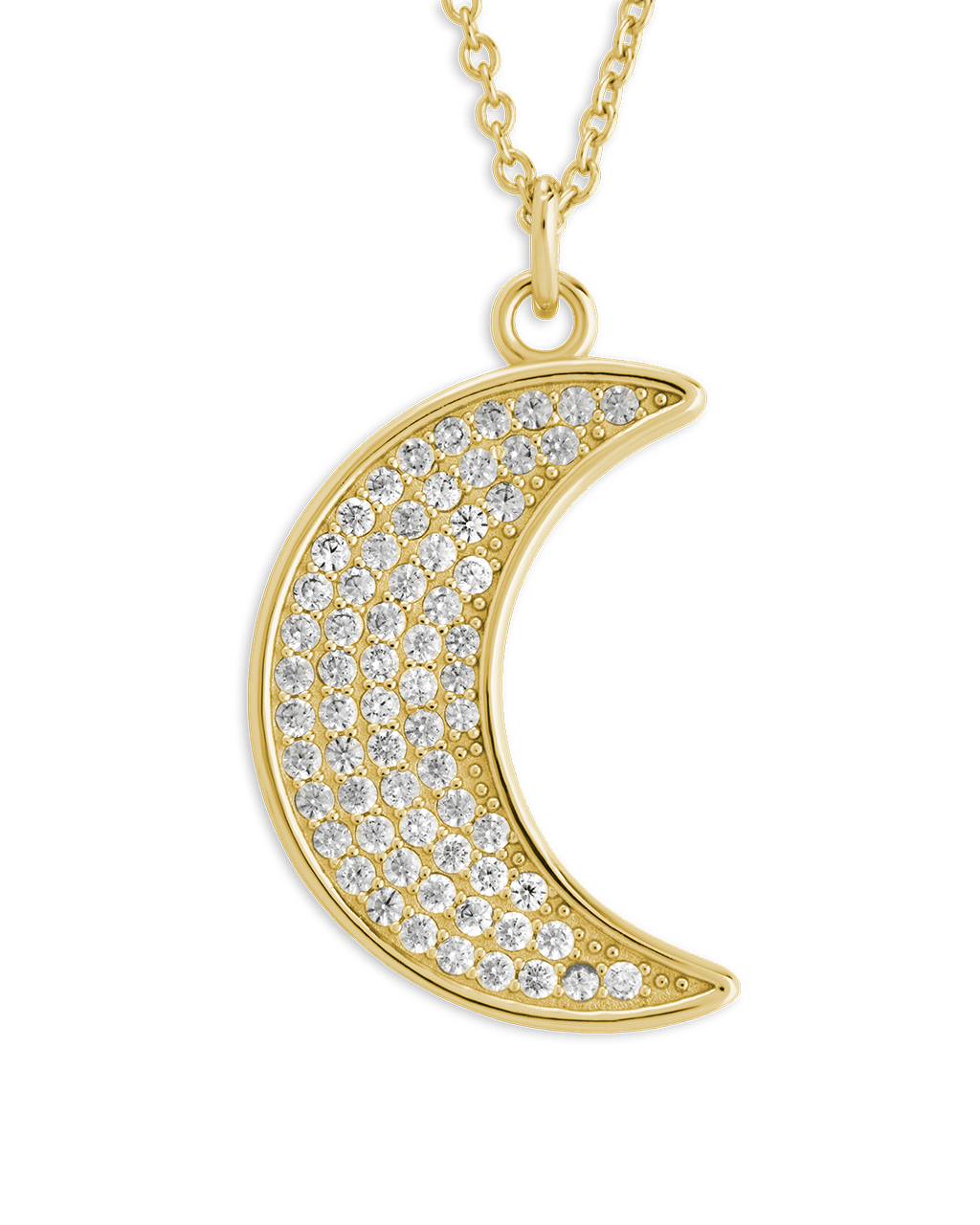 Pave CZ Moon Crescent Pendant - Sterling Forever