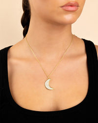 Pave CZ Moon Crescent Pendant - Sterling Forever