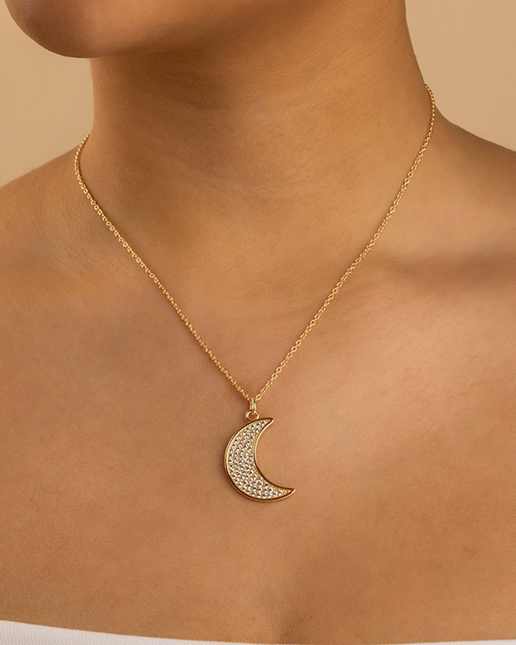 Pave CZ Moon Crescent Pendant - Sterling Forever