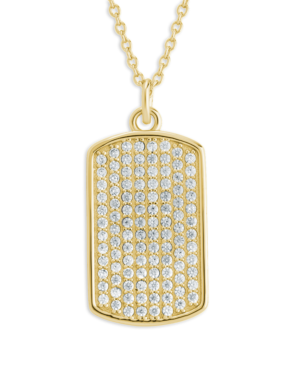 Pave CZ Rounded-edge Rectangle Pendant