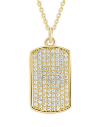 Pave CZ Rounded - edge Rectangle Pendant - Sterling Forever