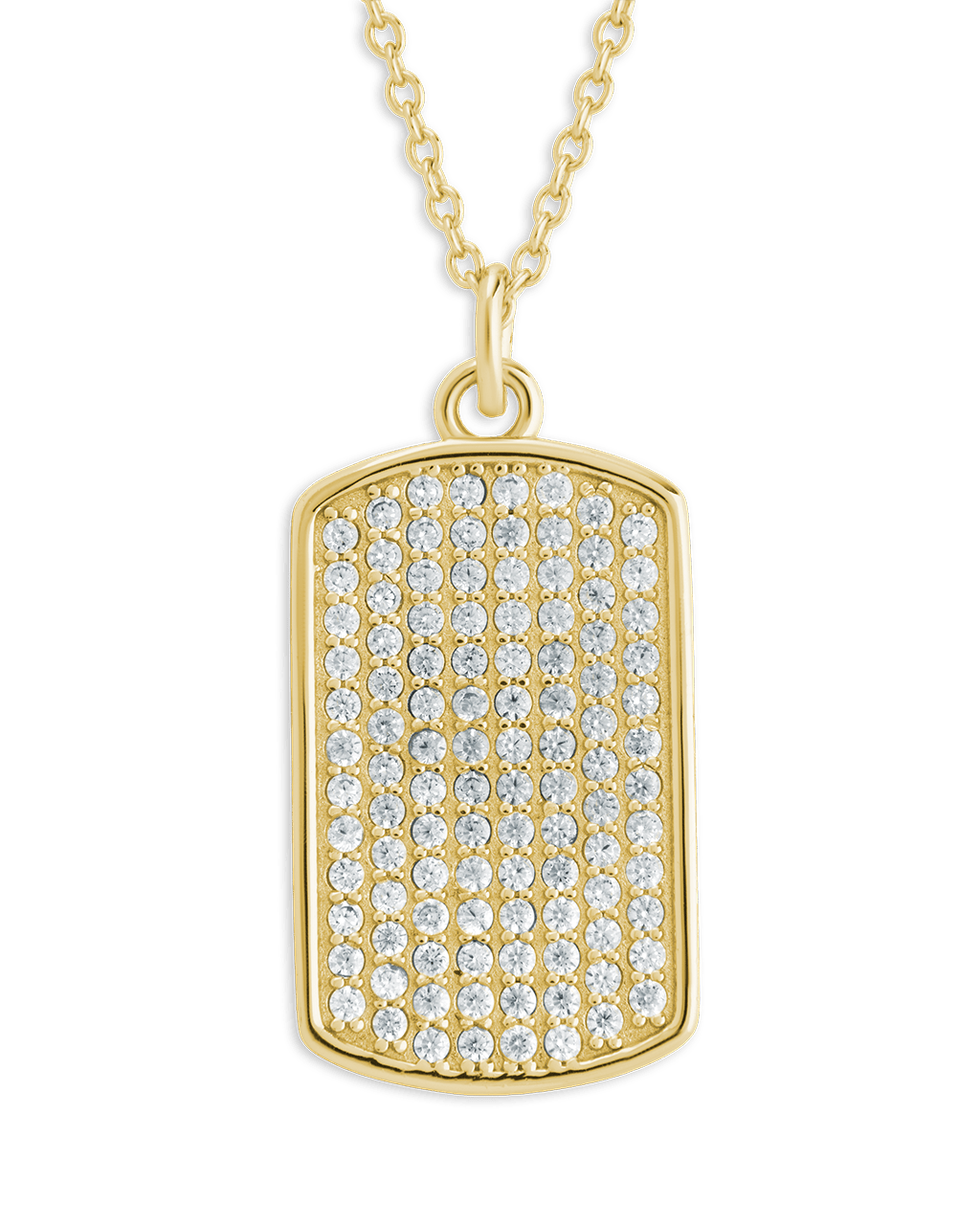 Pave CZ Rounded - edge Rectangle Pendant - Sterling Forever