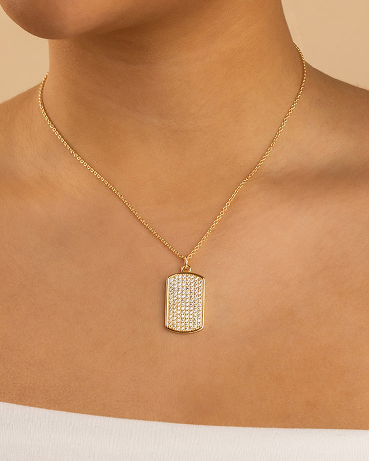 Pave CZ Rounded-edge Rectangle Pendant