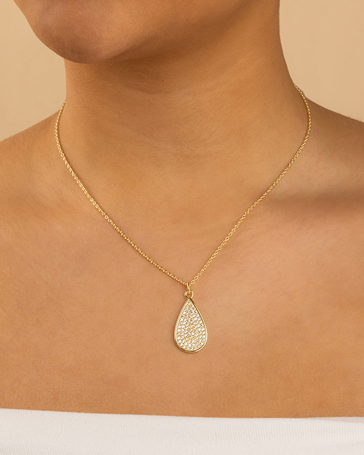 Pave CZ Tear Drop Pendant