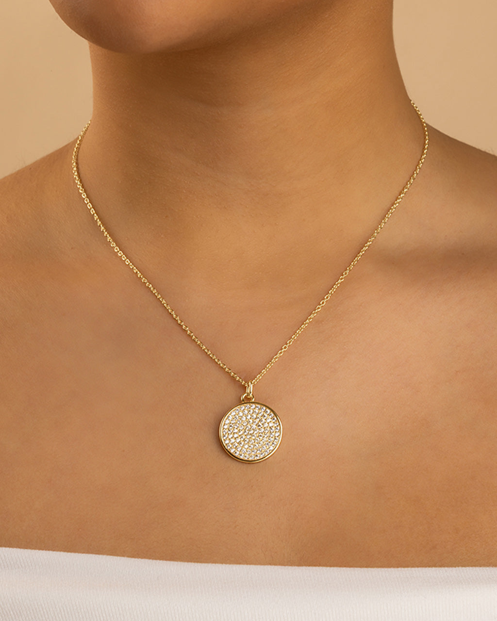 Pave CZ Circle Pendant
