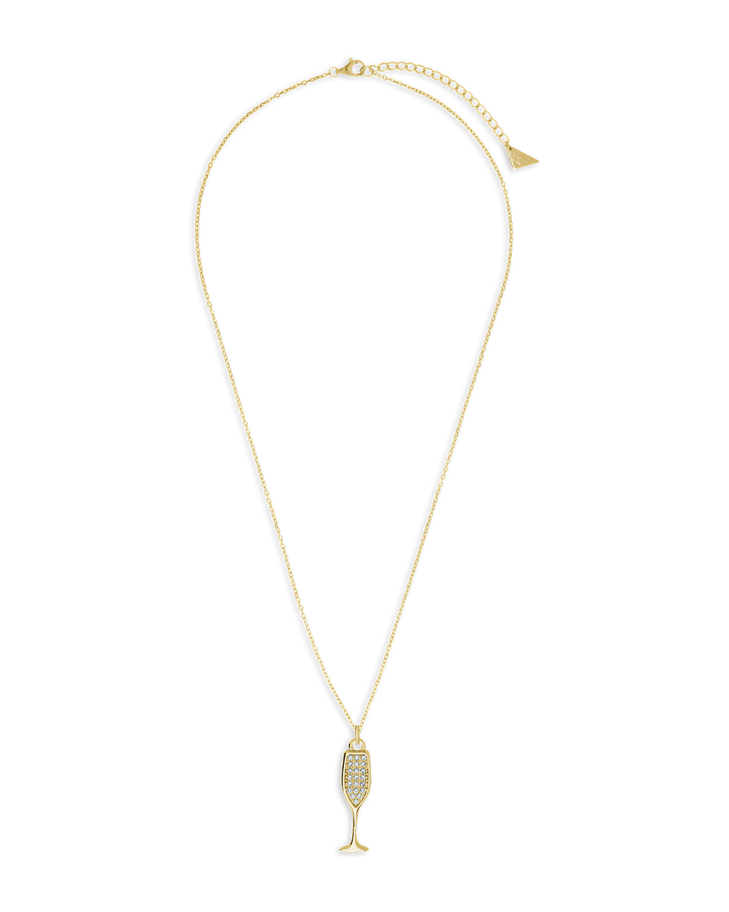 Pave CZ Champange Flute Pendant - Sterling Forever