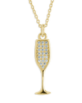 Pave CZ Champange Flute Pendant - Sterling Forever