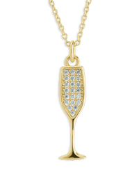 Pave CZ Champange Flute Pendant - Sterling Forever