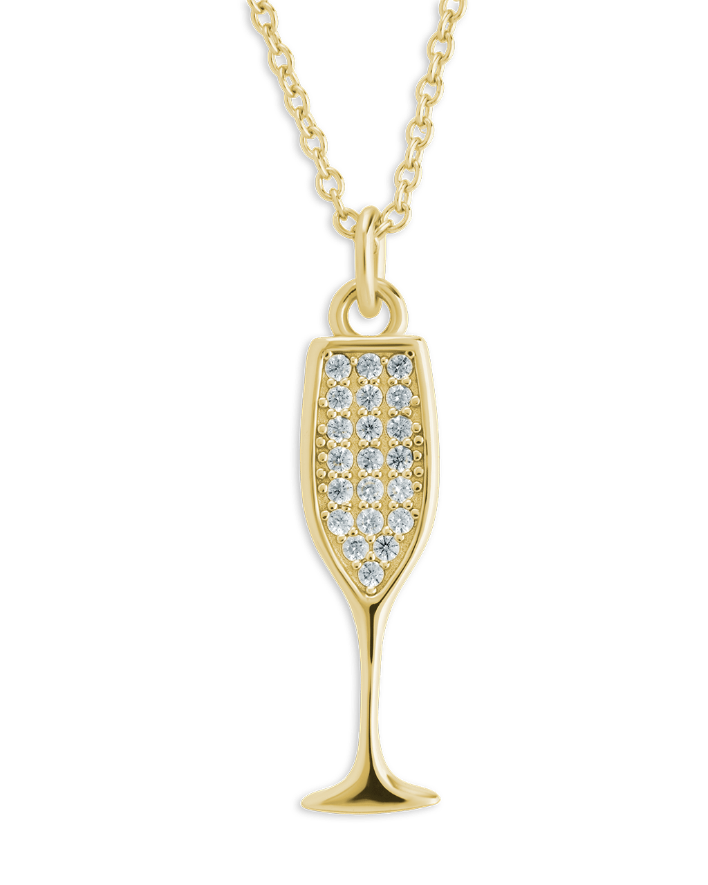 Pave CZ Champange Flute Pendant - Sterling Forever