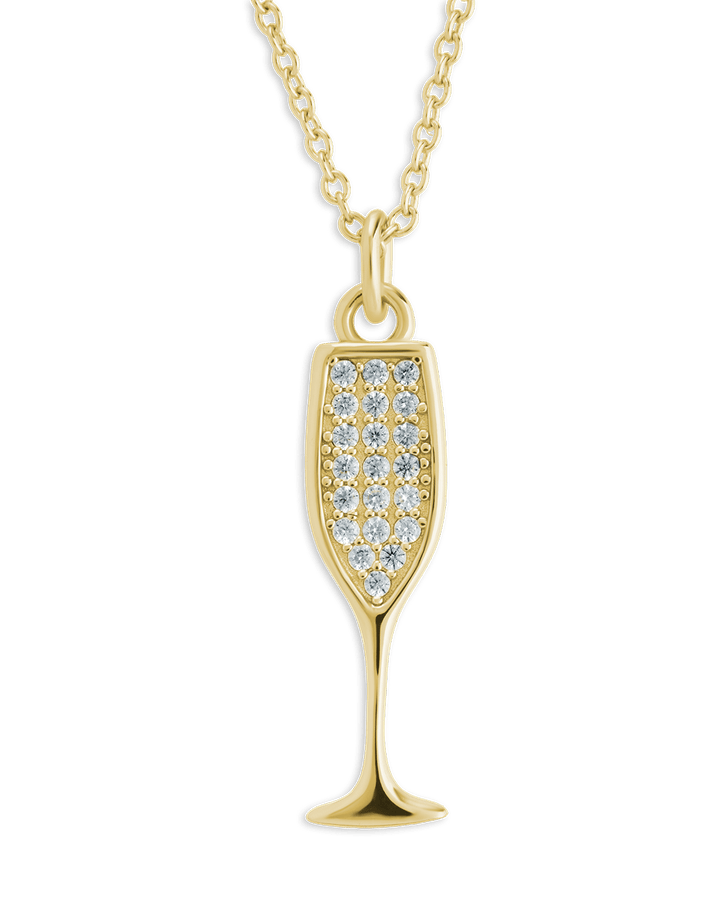Pave CZ Champagne Flute Pendant