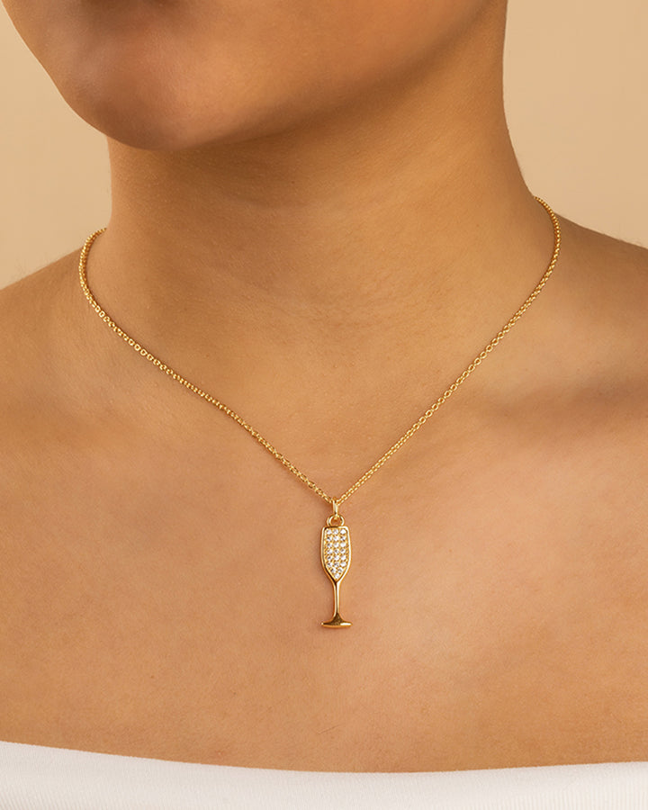 Pave CZ Champange Flute Pendant