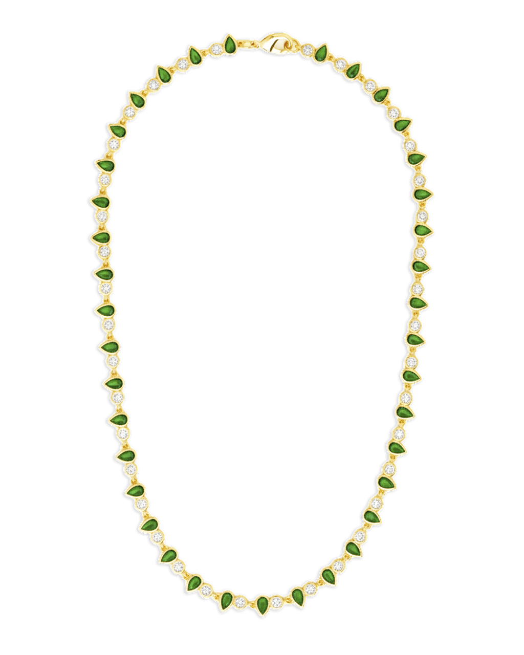 Emerald Pear & Round Cut Bezel CZ Tennis Necklace - Sterling Forever