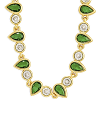 Emerald Pear & Round Cut Bezel CZ Tennis Necklace - Sterling Forever