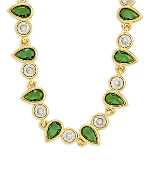 Emerald Pear & Round Cut Bezel CZ Tennis Necklace