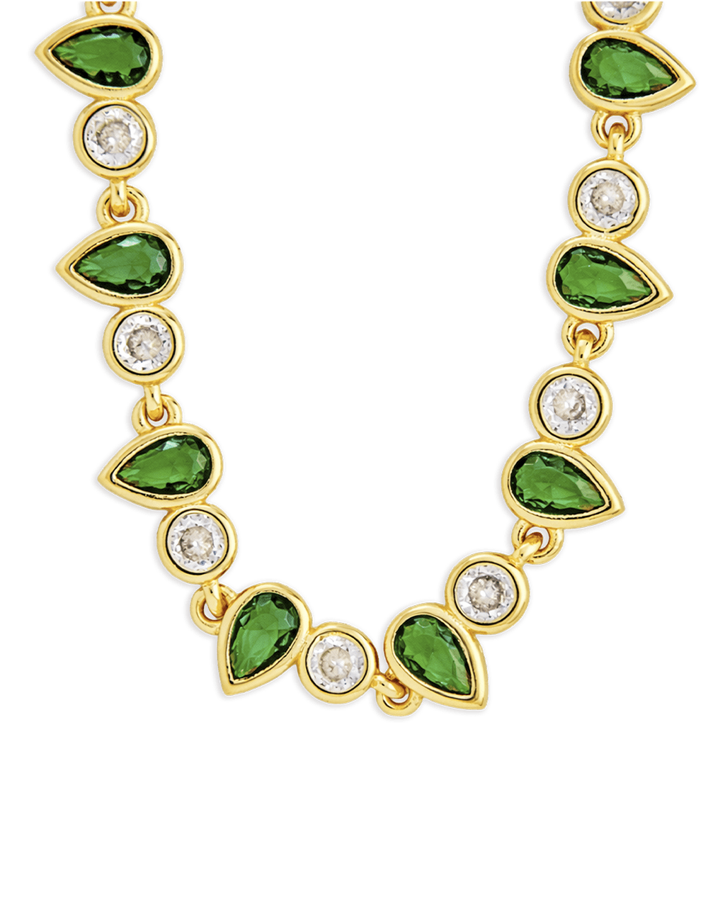 Emerald Pear & Round Cut Bezel CZ Tennis Necklace - Sterling Forever