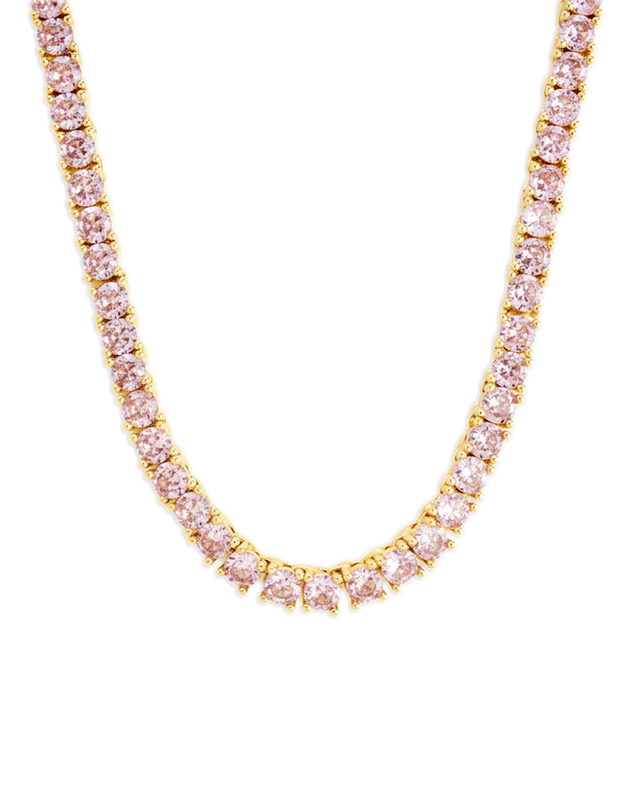 Lila Pink CZ Tennis Necklace