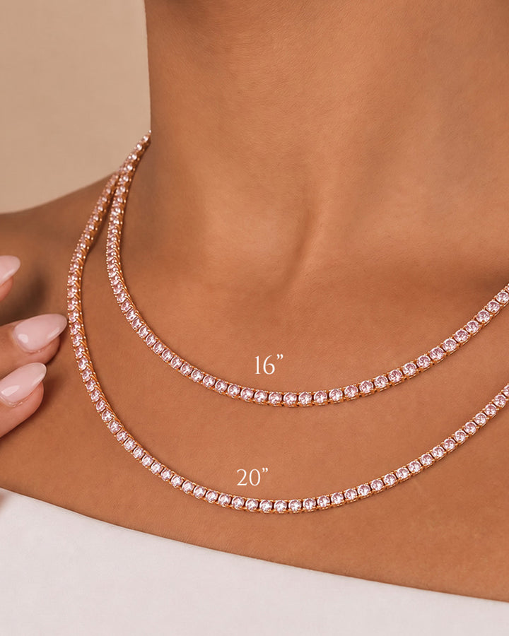 Lila Pink CZ Tennis Necklace