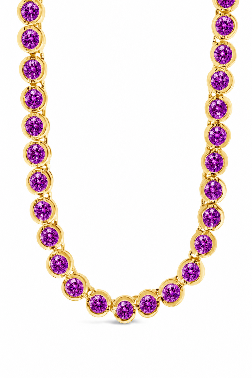 Helene Bezel Amethyst CZ Tennis Necklace – Sterling Forever