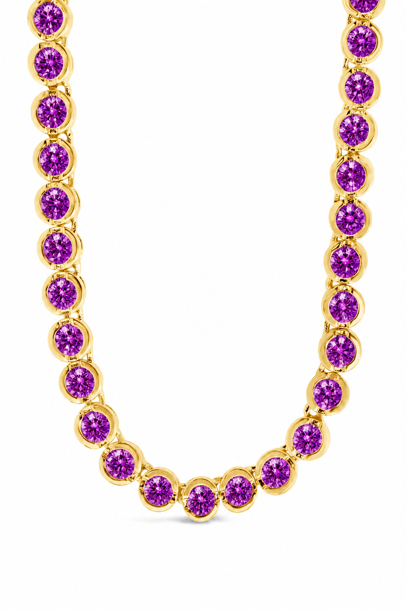 Amethyst CZ Helene Bezel Tennis Necklace