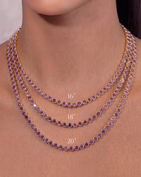 Helene Bezel Amethyst CZ Tennis Necklace