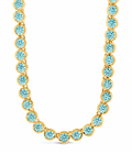 Helene Bezel Aquamarine CZ Tennis Necklace
