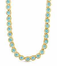 Helene Bezel Aquamarine CZ Tennis Necklace