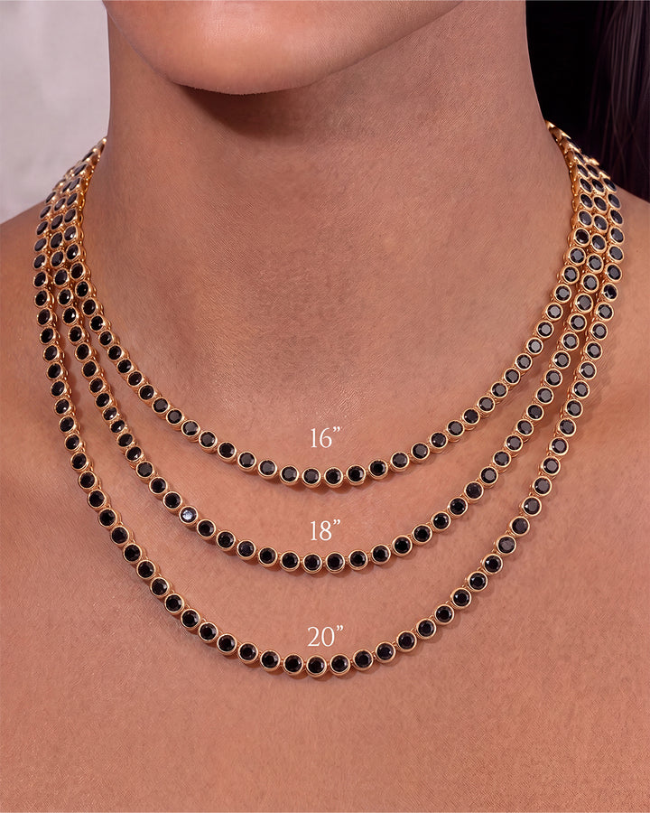 Helene Bezel Black CZ Tennis Necklace
