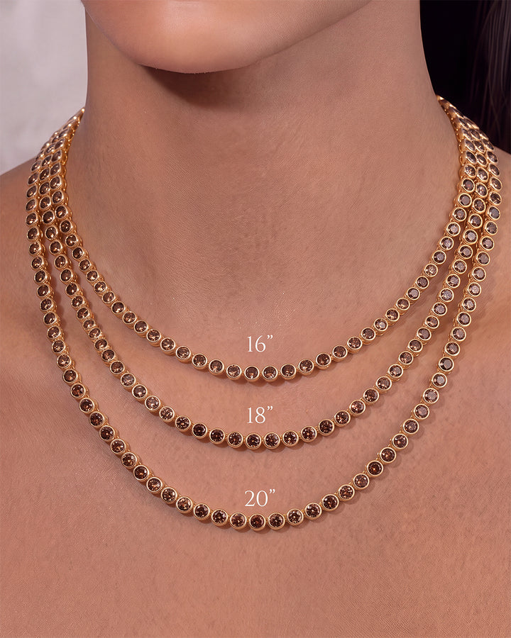 Helene Bezel Chocolate CZ Tennis Necklace