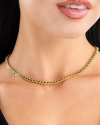 Helene Bezel Emerald CZ Tennis Necklace
