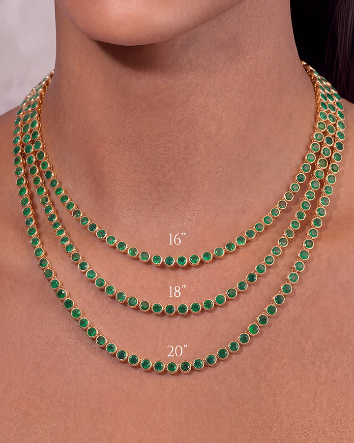 Helene Bezel Emerald CZ Tennis Necklace
